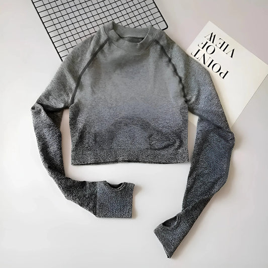 Grey Ombre Long Sleeve Sports Top