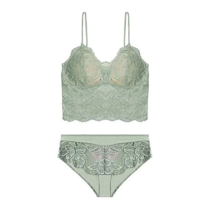 Grün Dessous-Set aus Spitze mit Bralette