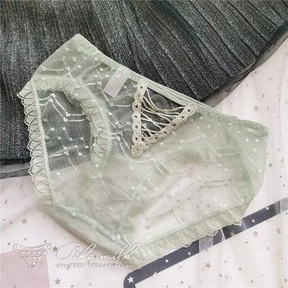 Grün Transparenter Slip mit Schnüren