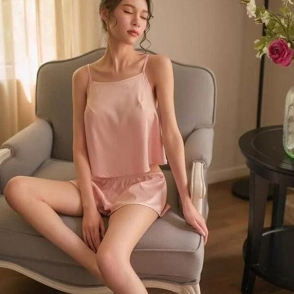 Hell-Pink Klassischer zweiteiliger Pyjama für Damen