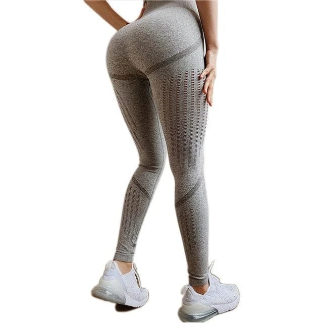 Hellgrau Sportleggings mit Zierstreifen