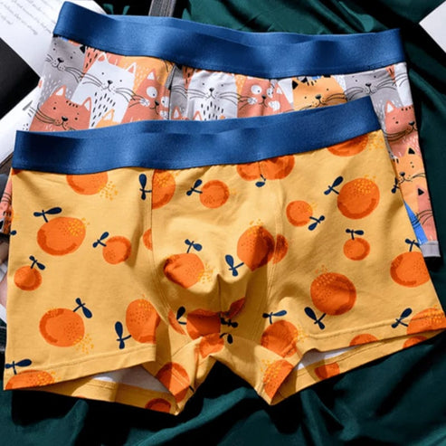 Herren-Boxershorts mit Fruchtdruck - Orange / S