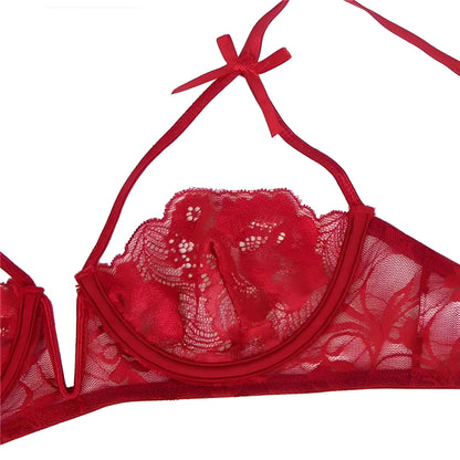 Lace Lingerie Set with Decorative Ties in Plus Sizes