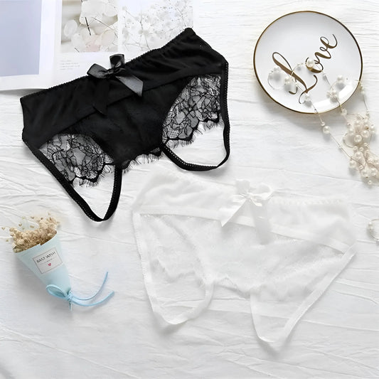 Lace Open Knickers with Bow