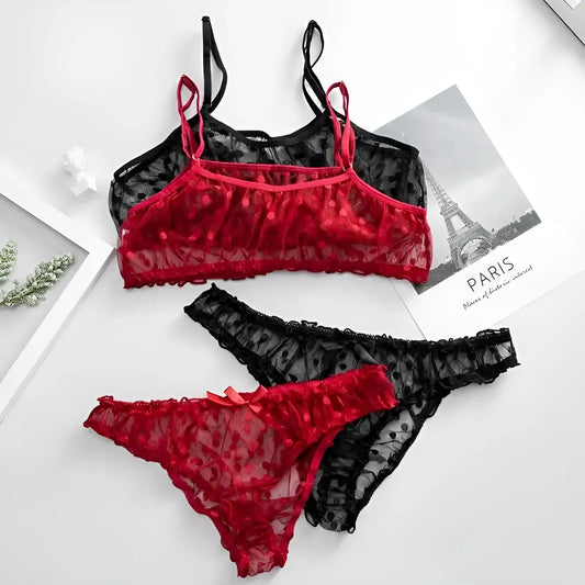Lace Polka Dot Lingerie Set