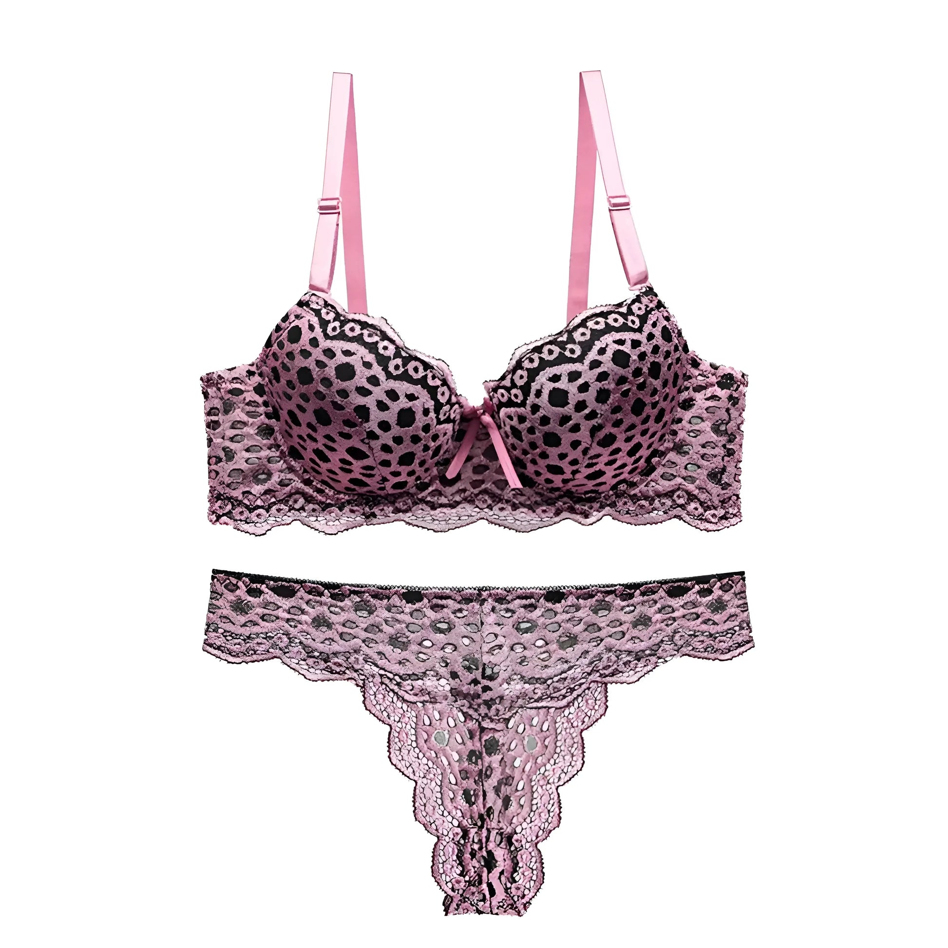 Lace Spot Print Lingerie Set