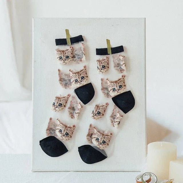 Lange transparente Socken mit Katzen - zaletta.de