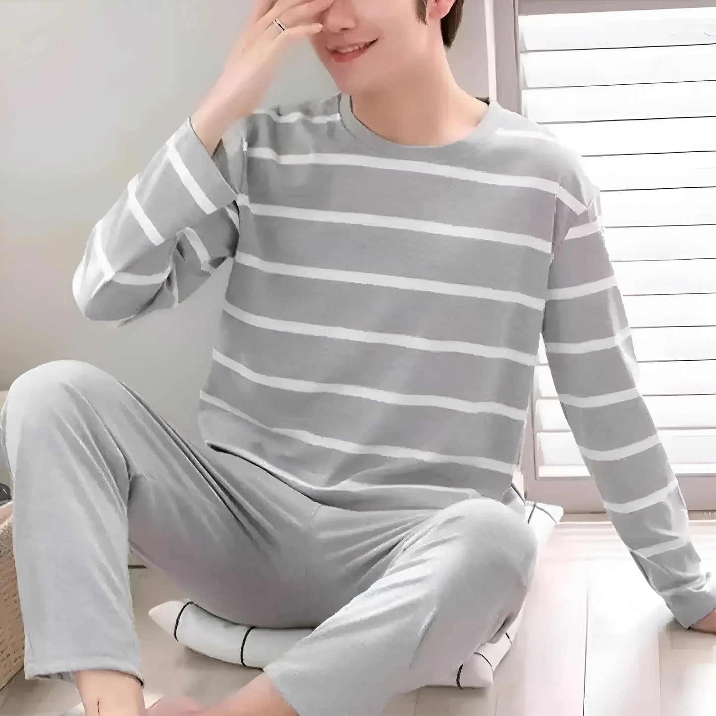 Light Grey Men's Striped Pyjamas