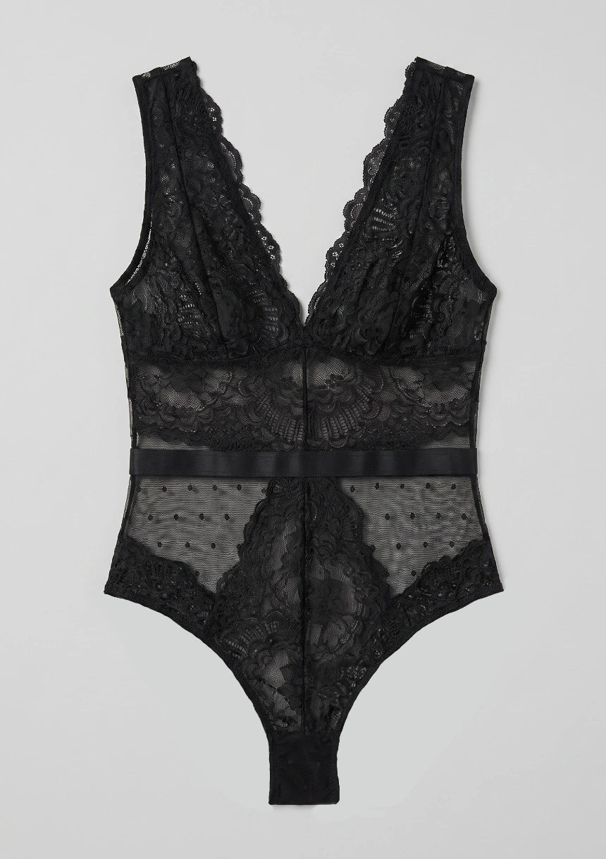 Spitzen-Bodysuit mit offenem Rücken