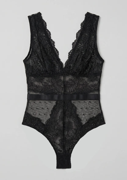 Spitzen-Bodysuit mit offenem Rücken