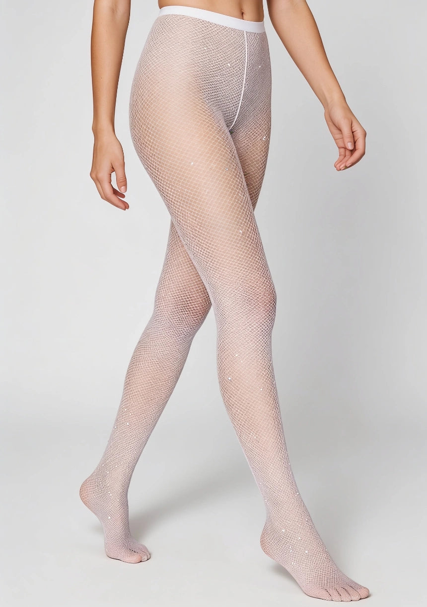 Weiße Strumpfhosen mit Strass