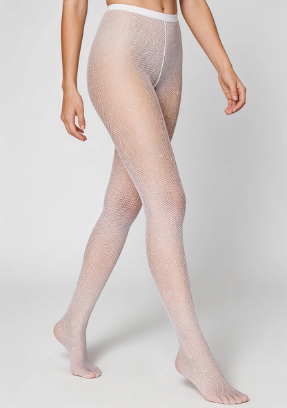 Weiße Strumpfhosen mit Strass