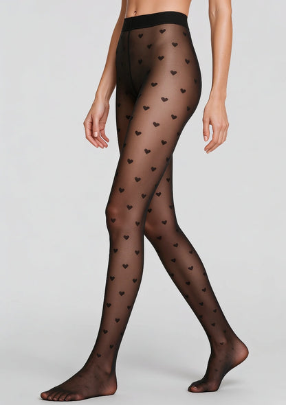 Damen Strumpfhose mit Herzmuster