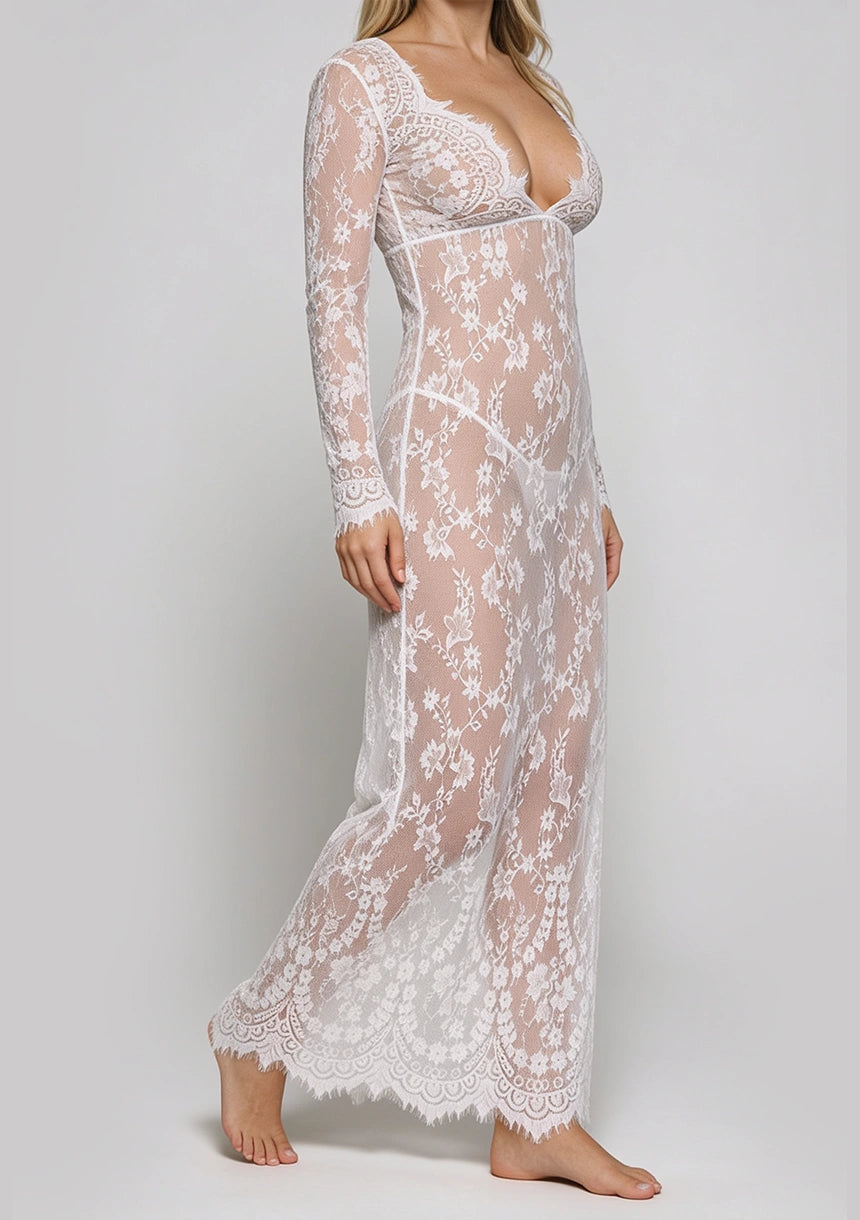 Langes Spitzen-Nachtkleid