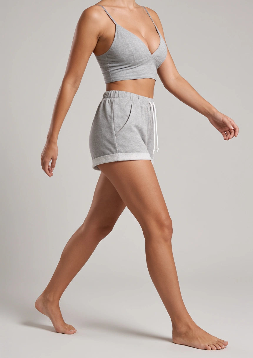 Zweiteiliges Baumwoll-Pyjama-Set mit kurzem Oberteil