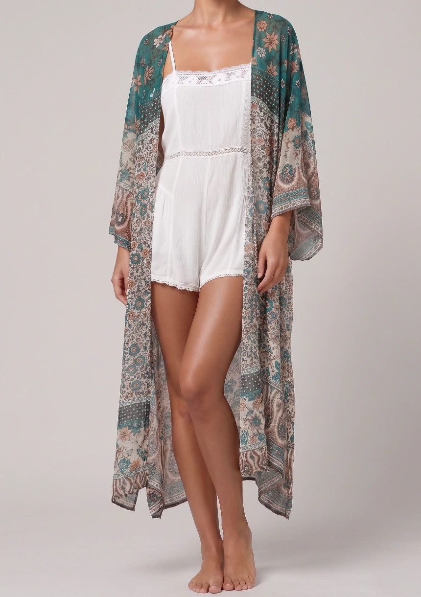 Musterter Strand-Kimono