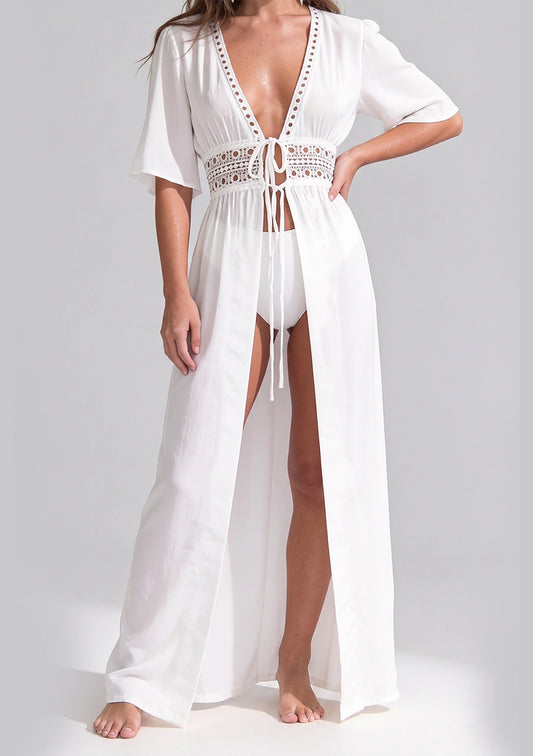 Langer transparenter Strandkimono