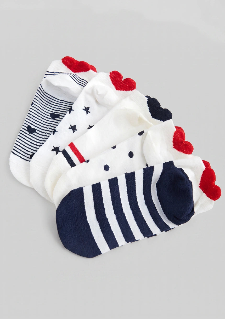 Kurze Socken mit bunten Drucken - 5er-Pack