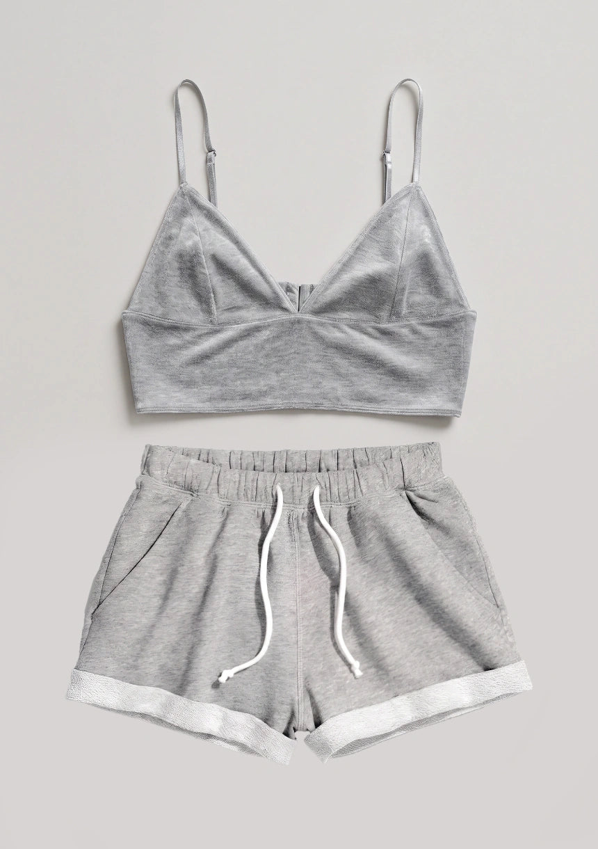 Zweiteiliges Baumwoll-Pyjama-Set mit kurzem Oberteil