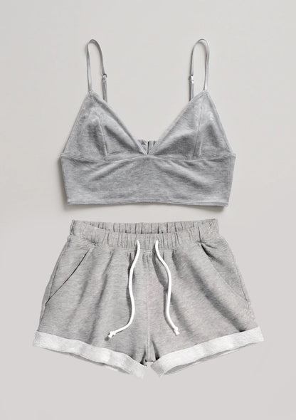 Zweiteiliges Baumwoll-Pyjama-Set mit kurzem Oberteil