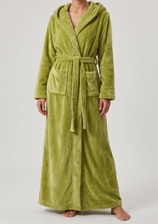 Damen Kapuzen-Fleece-Bademantel