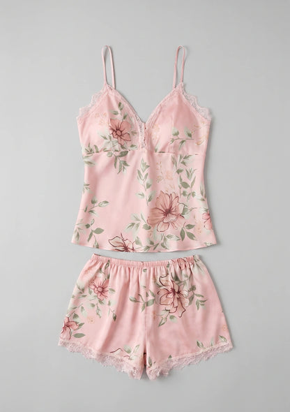 Blumen-Pyjama-Set mit Top und Shorts