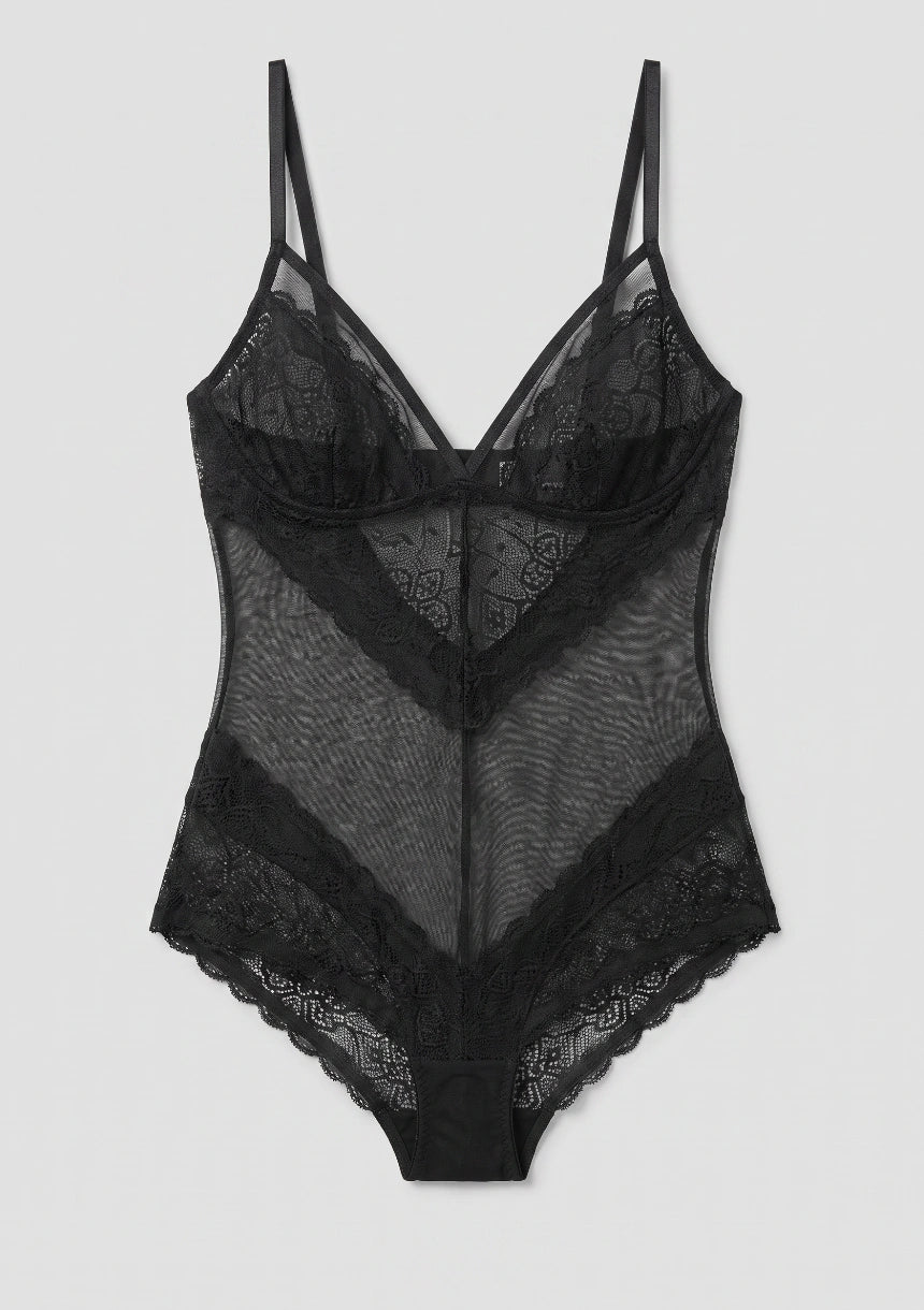 Universeller Spitzen-Bodysuit mit Netz