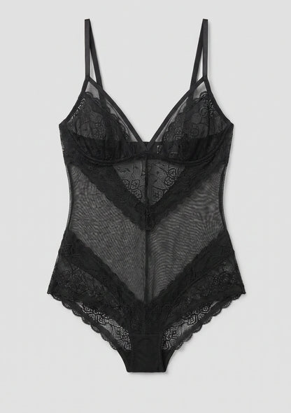 Universeller Spitzen-Bodysuit mit Netz