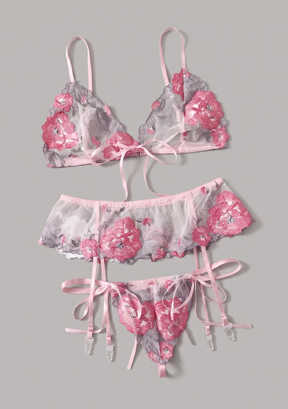 Spitzenunterwäsche-Set mit Rosen