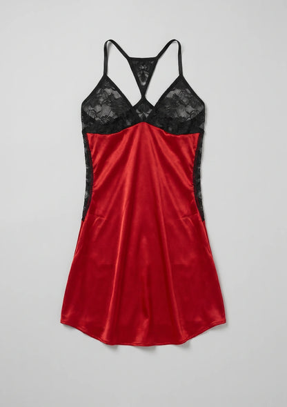 Seiden-Nachtkleid mit Spitzenrücken