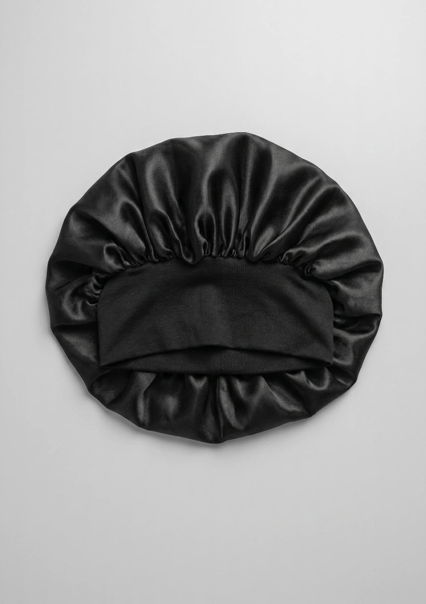 Satin Schlafhaube mit breitem Gummiband
