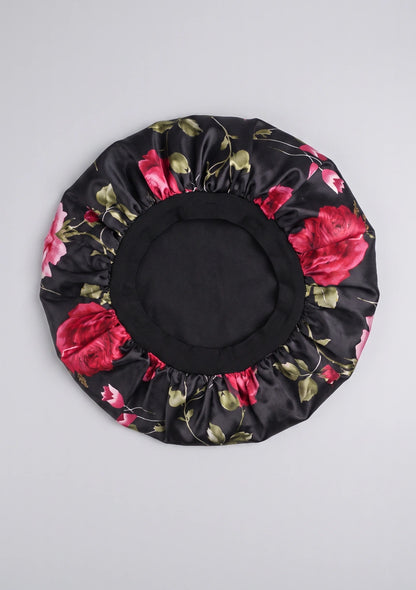 Satin Blumen Schlafhaube