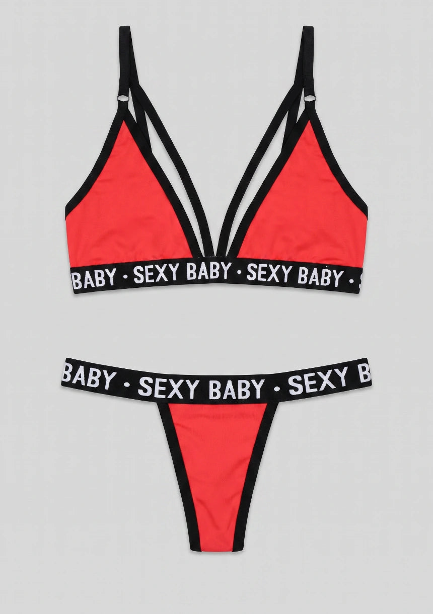 Lingerie-Set mit "Sexy Baby"-Druck
