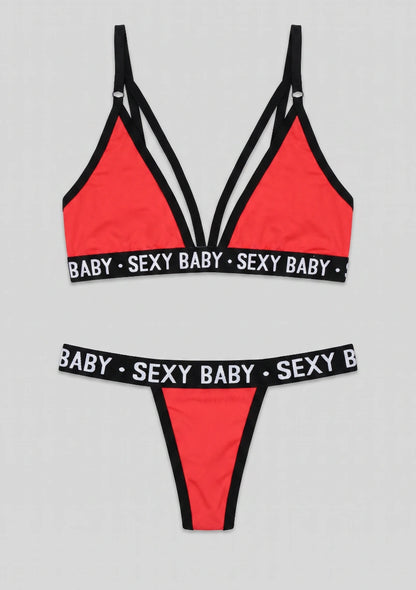 Lingerie-Set mit "Sexy Baby"-Druck