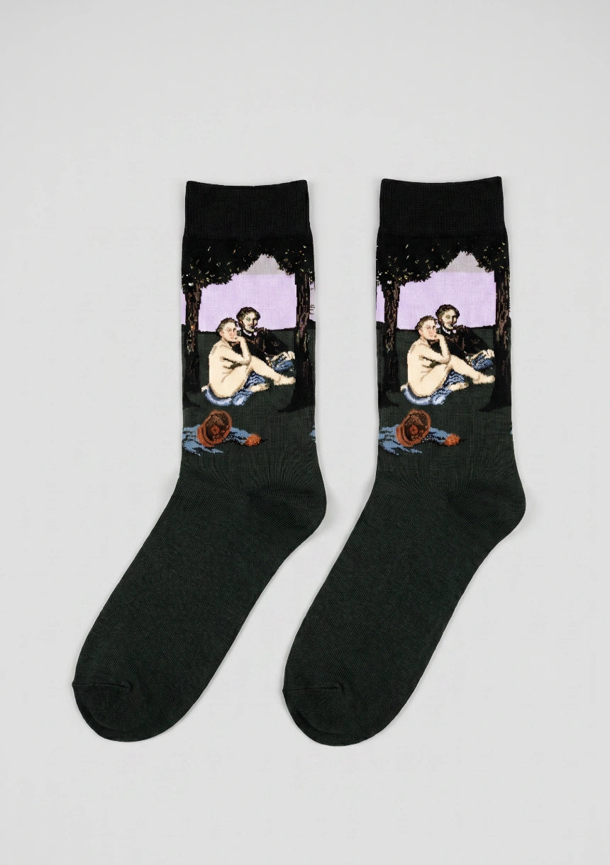Lange Socken mit künstlerischen Designs