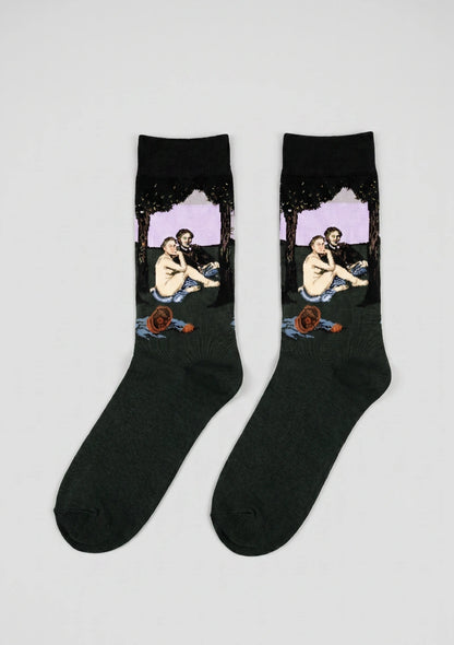 Lange Socken mit künstlerischen Designs