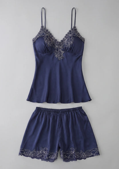 Spitzenbesatz Damen-Pyjama-Set