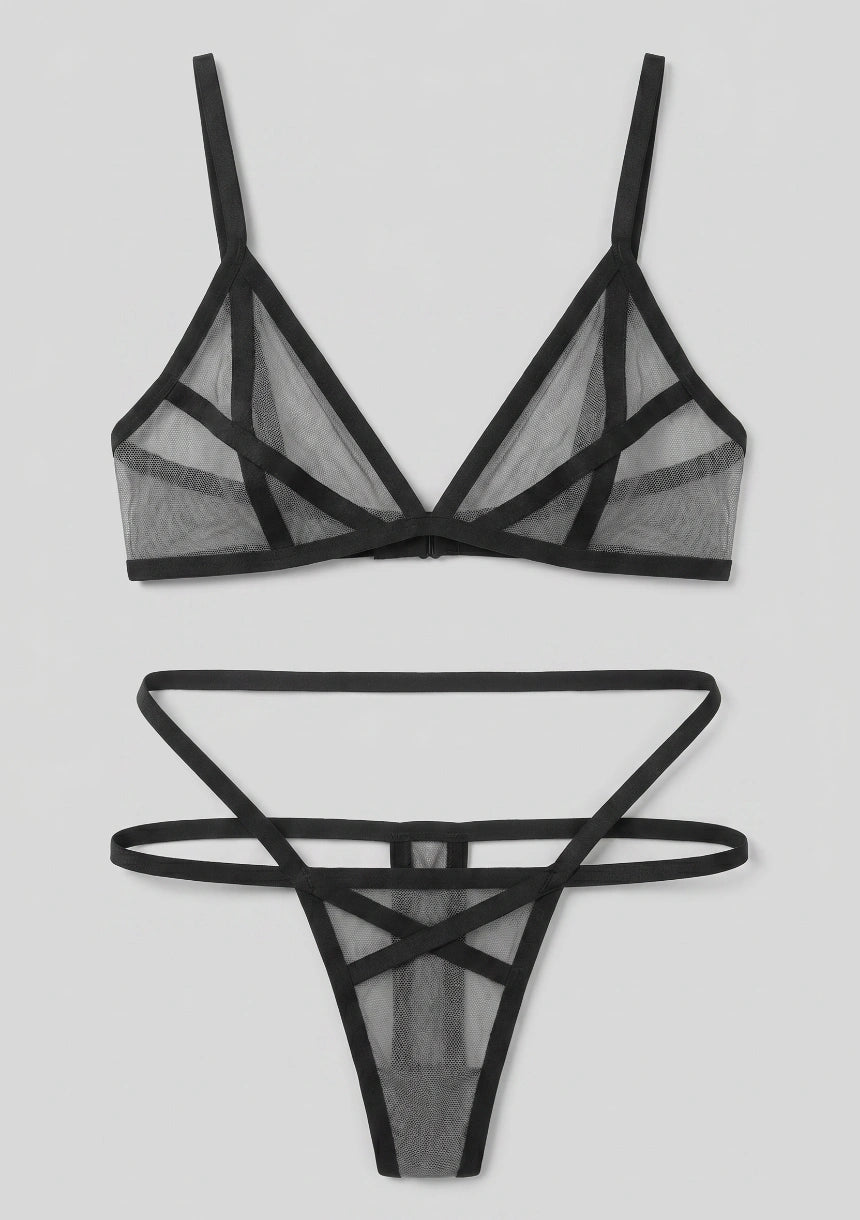 Mesh-Lingerie-Set mit Trägern