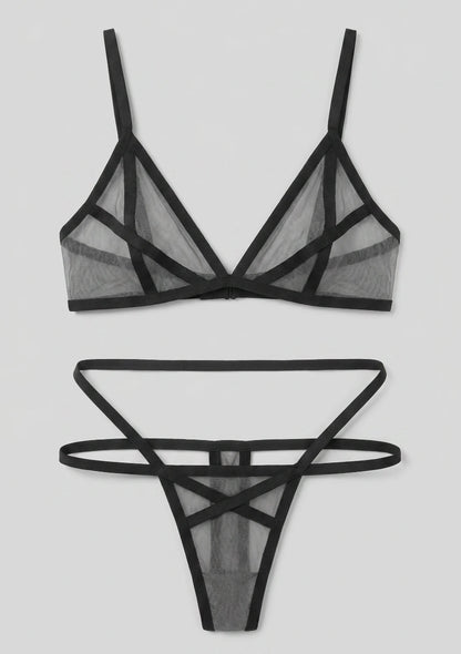 Mesh-Lingerie-Set mit Trägern