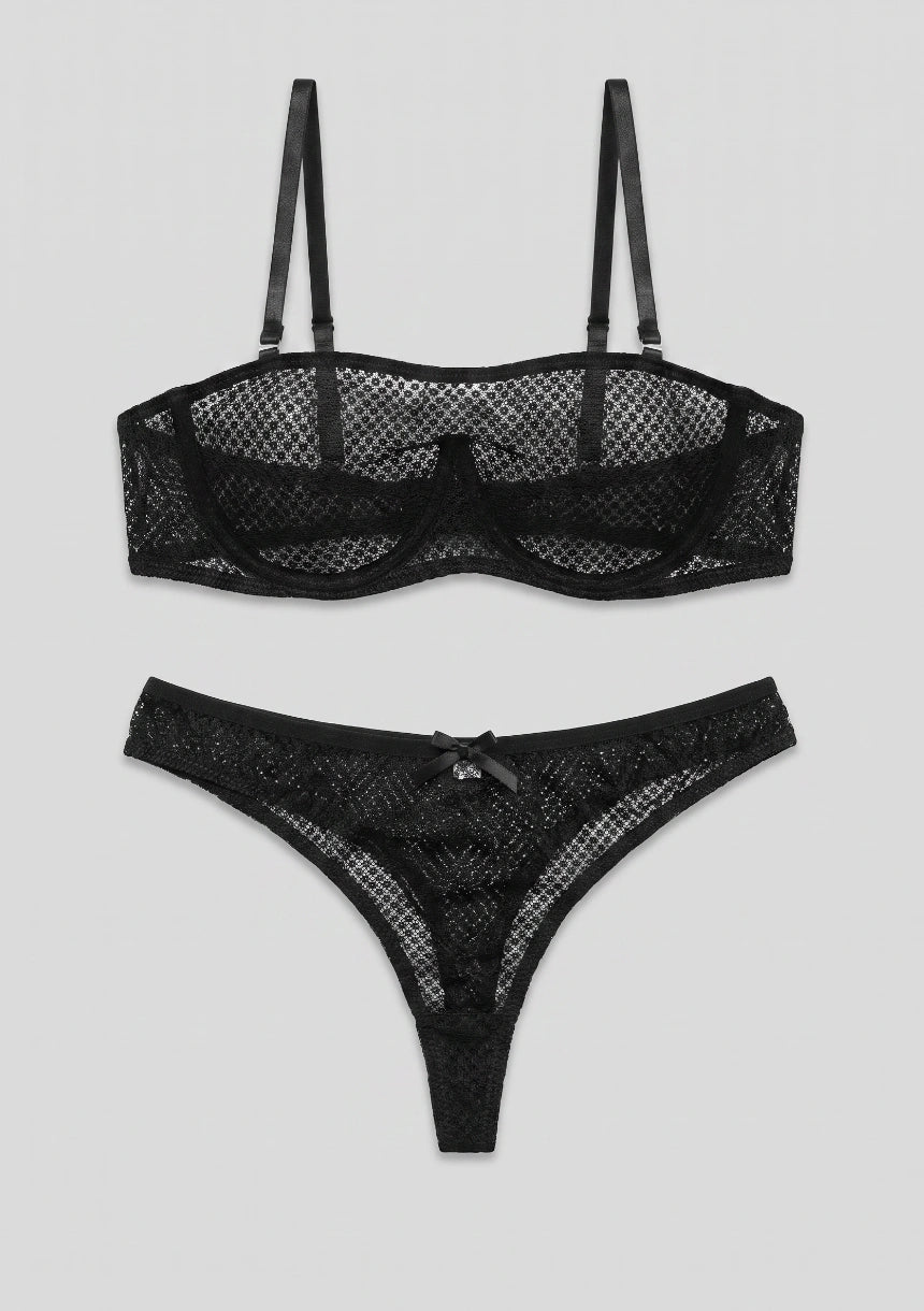 Spitzen-Mesh-Lingerie-Set