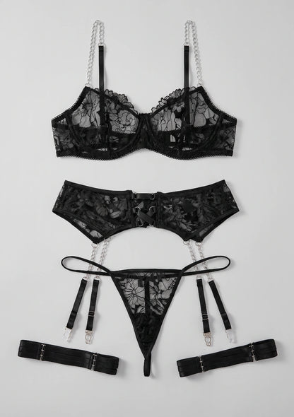 Spitzenunterwäsche-Set mit Ketten