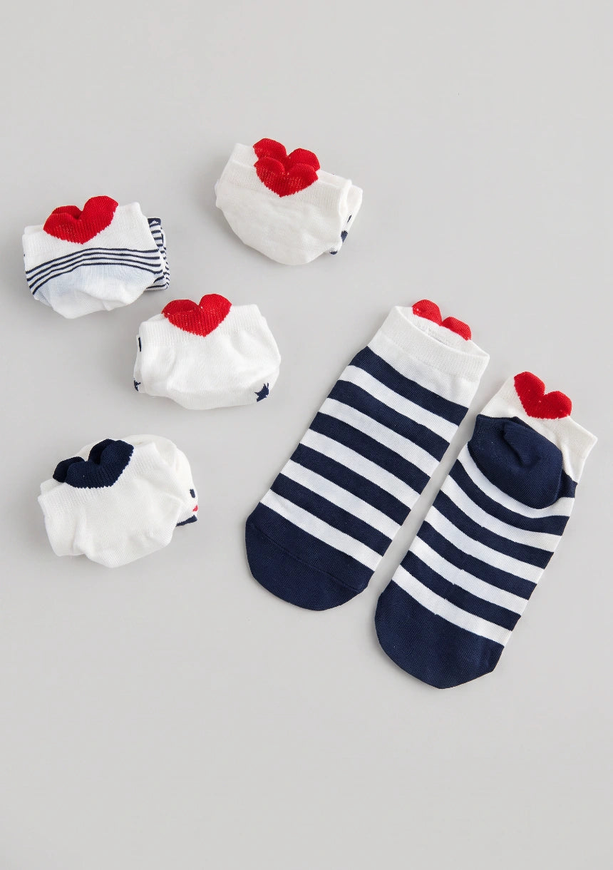 Kurze Socken mit bunten Drucken - 5er-Pack