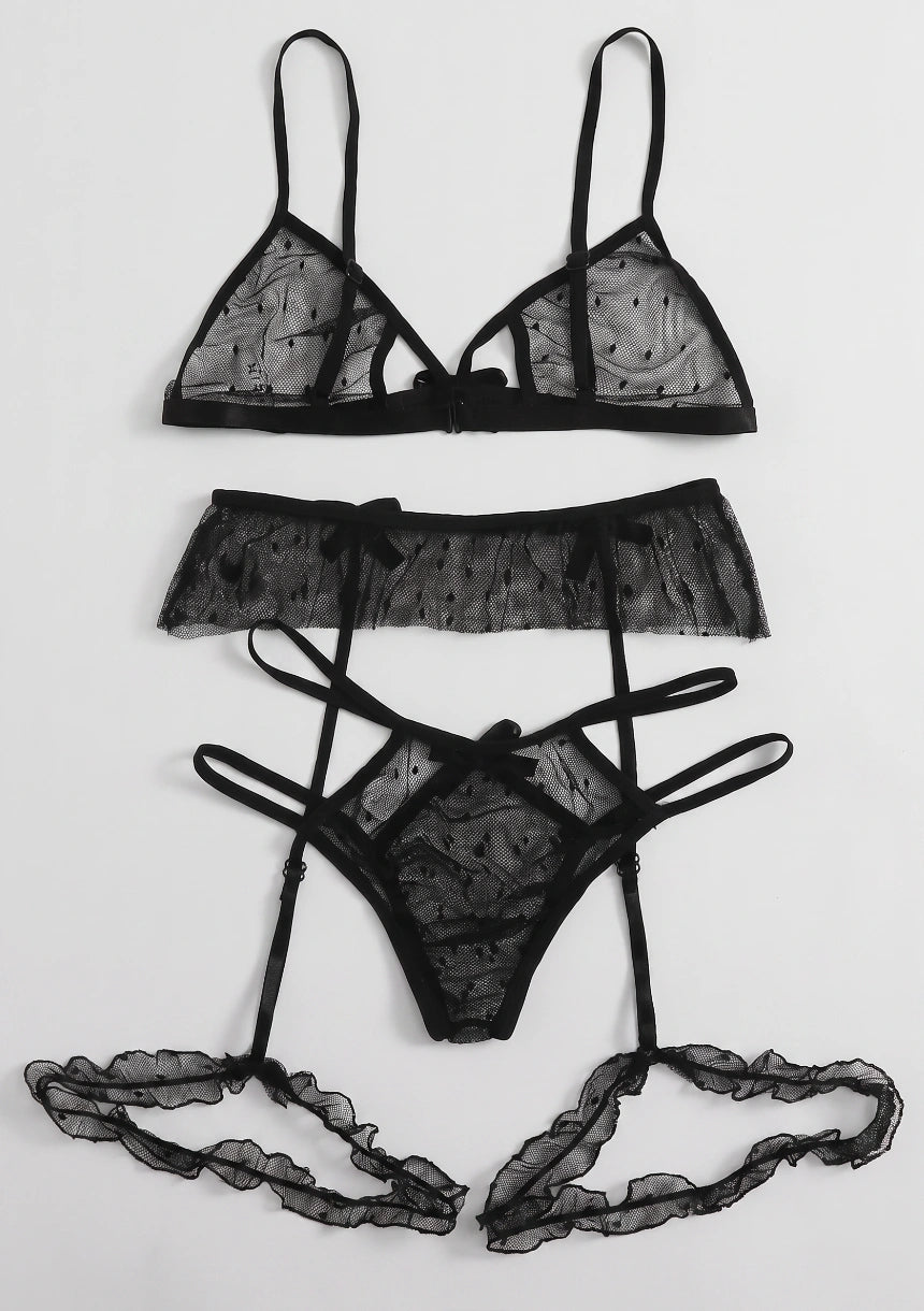 Punkte-Spitzen-Lingerie-Set
