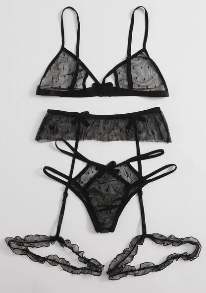 Punkte-Spitzen-Lingerie-Set