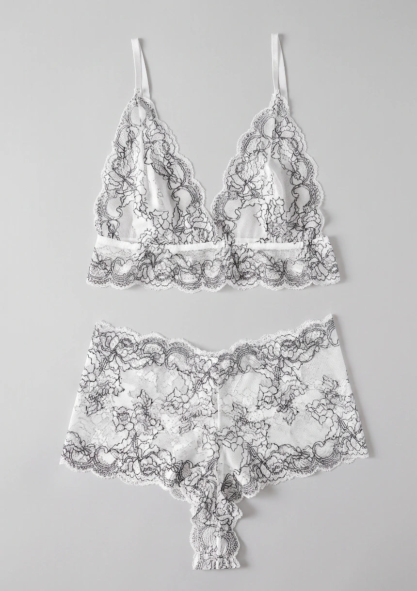 Spitzenunterwäsche-Set mit hochgeschnittenen Slips