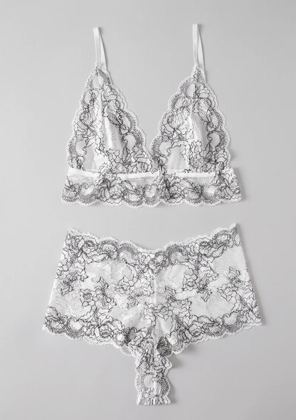 Spitzenunterwäsche-Set mit hochgeschnittenen Slips