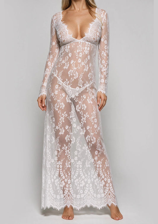 Langes Spitzen-Nachtkleid