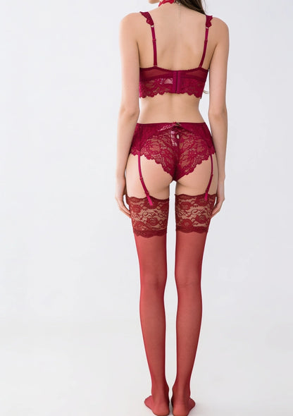 5-teiliges Spitzenunterwäsche-Set mit Choker