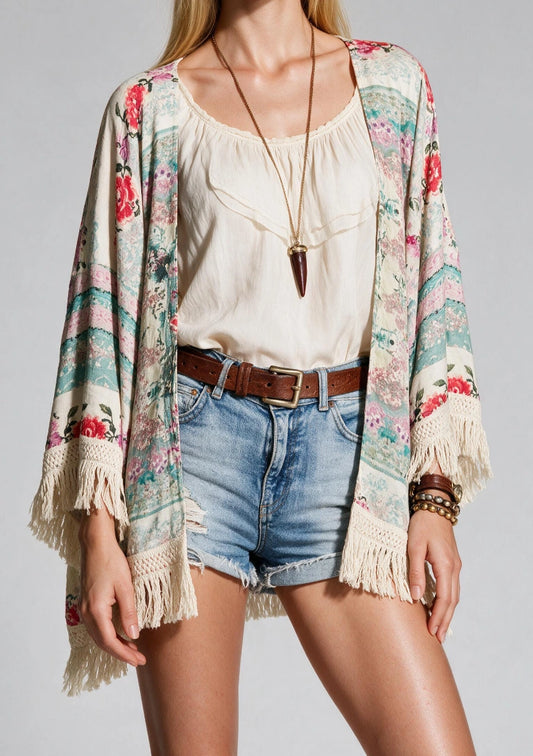 Fransiger Strand-Kimono