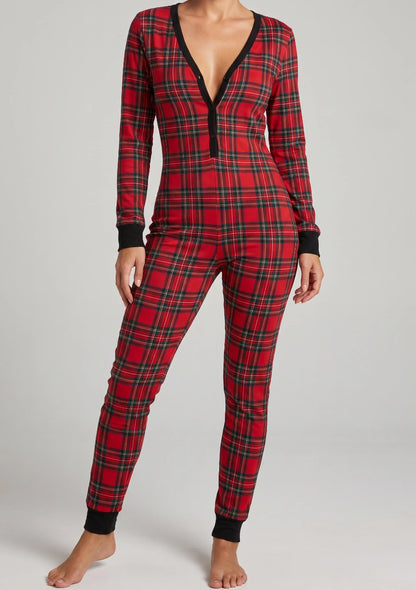 Damen Weihnachtsdruck Einteiler Pyjama